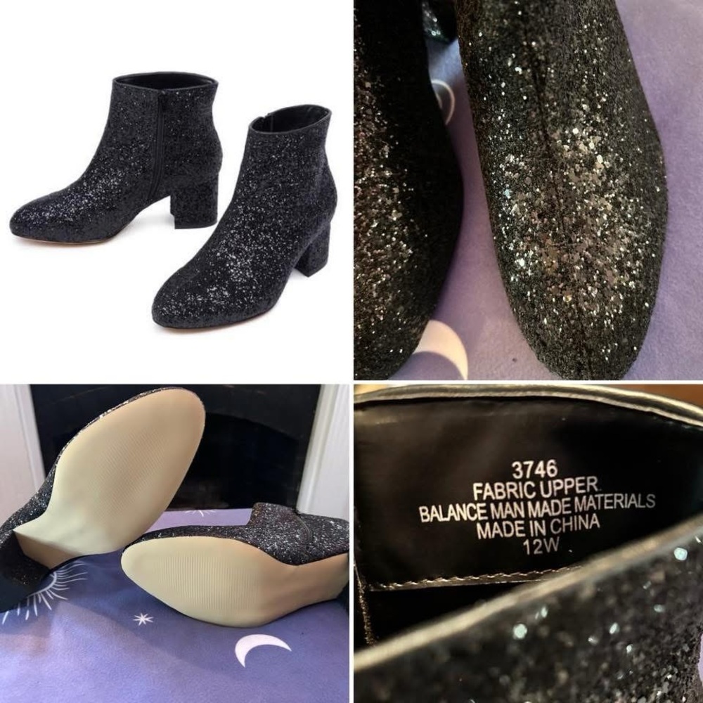 Eloquii black glitter Chelsea boot • size 12 wide width (12W) • new with box